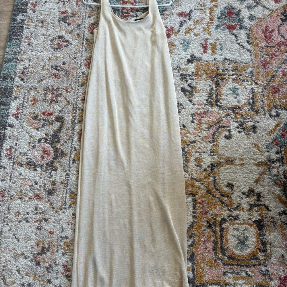 Alex Evenings Cream Halter Sheath Maxi Dress